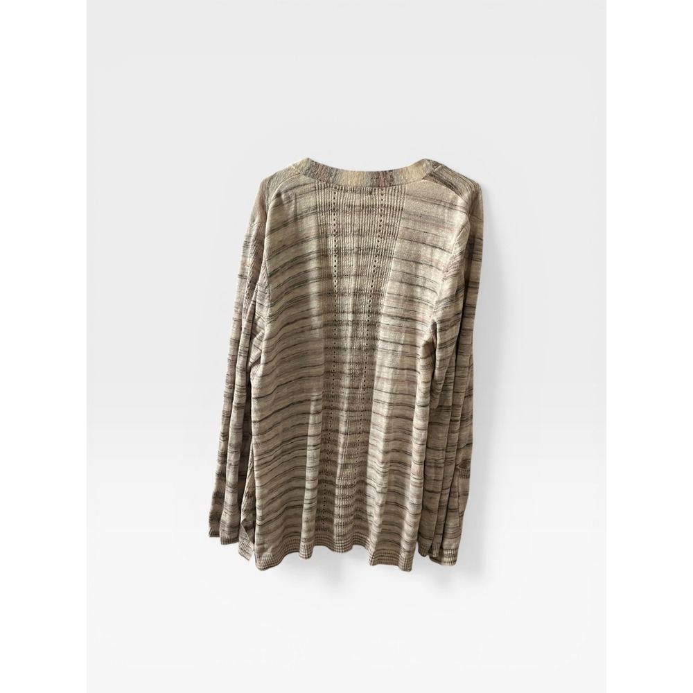 Maurices Womens Open Front Cardigan Beige Gray Striped Space Dye Knit Size 2‎ - Picture 8 of 9